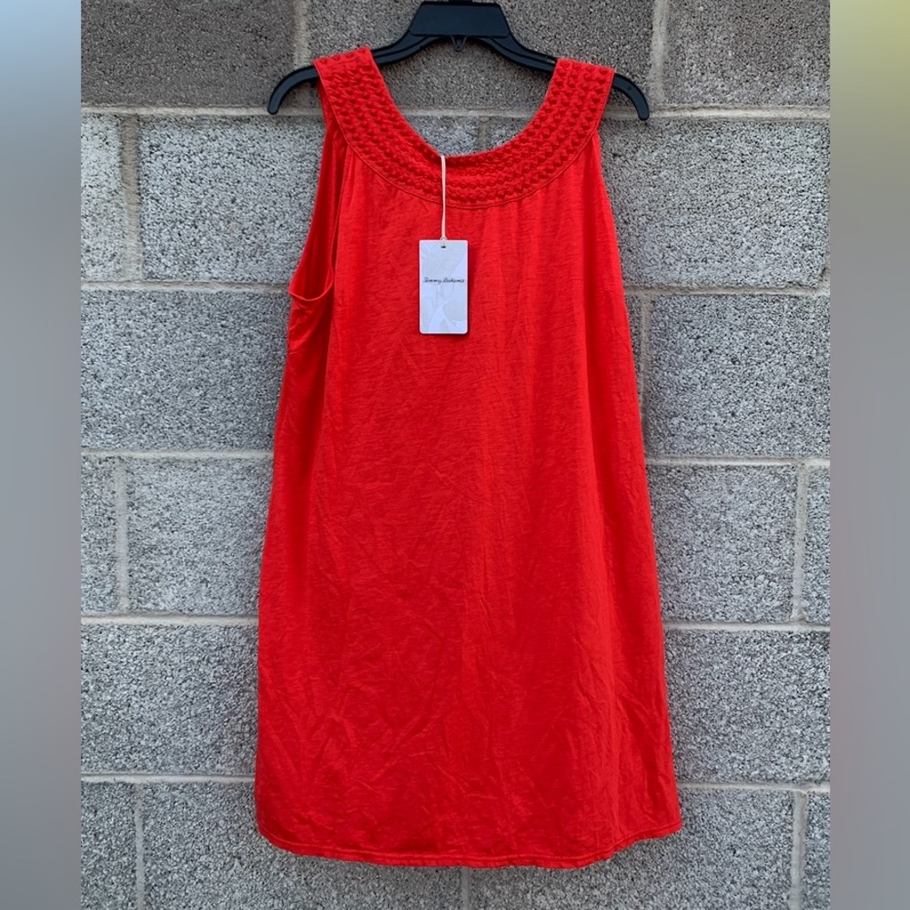 NWT Tommy Bahama Shift Dress Pearl Embroidered Size Large Red Cherry Vacation